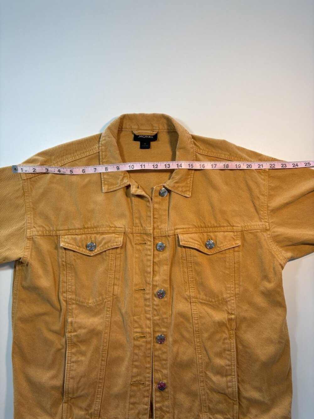 Monki Mustard Yellow Oversized Denim Jacket XS Boxy Relaxed Cotton Trucker - Picture 9 of 10